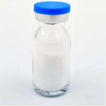 PMSG (mare serum) powder in a vial, close-up